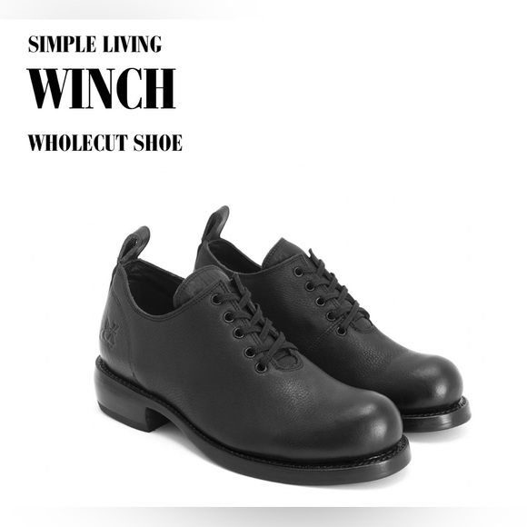 Fluevog NEW WO BOX Simple Living Winch black leather wholecut lace-up shoe-9/9.5 - Picture 1 of 16